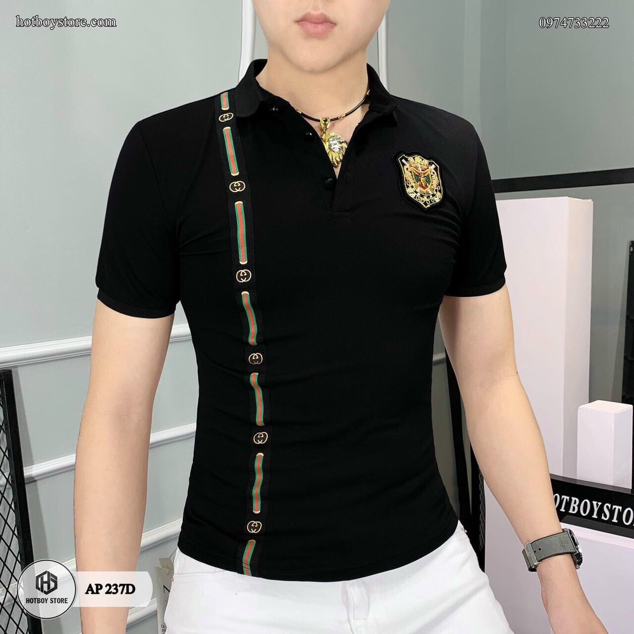 [HCM]ÁO THUN NAM CỔ BẺ MÀU ĐEN THÊU LOGO ĐẸP CHẤT COTTON MỀM MỊN CAO CẤP THỜI TRANG LỊCH LÃM THỎ TÂY SHOP94 PL103