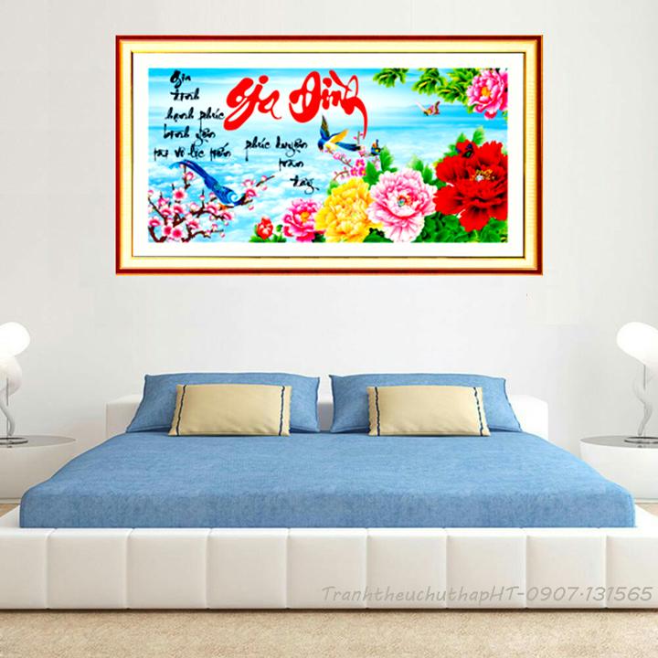 Tranh đính đá gia đình lv176, df732: 75*50cm - tự đính