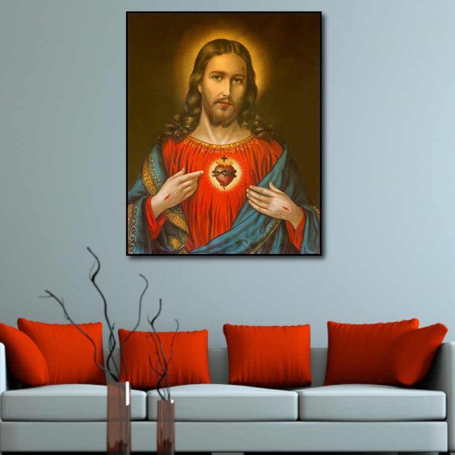 Painting Jesus painting wood wall mounted Princess giesu print 3D real foot, painting Catholic wall hanging painting Princess fried healthy, painting Catholic holy giesu saviour, painting Wall print picture Princess Kito đẹp