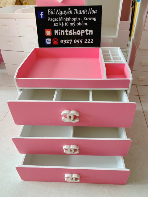Tủ đựng mỹ phẩm 4 tầng hồng 30cm
