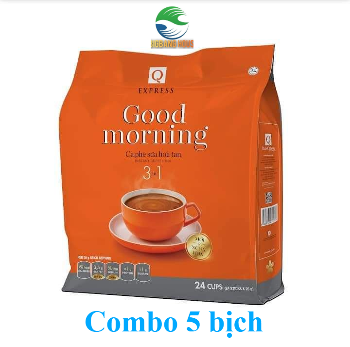 Cà phê sữa hoà tan 3 in 1 Good Morning Trần Quang (Combo 5 bịch)