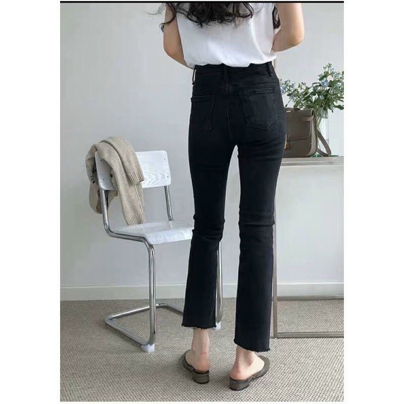 Quần jean ống loe đen trơn Sinsova
