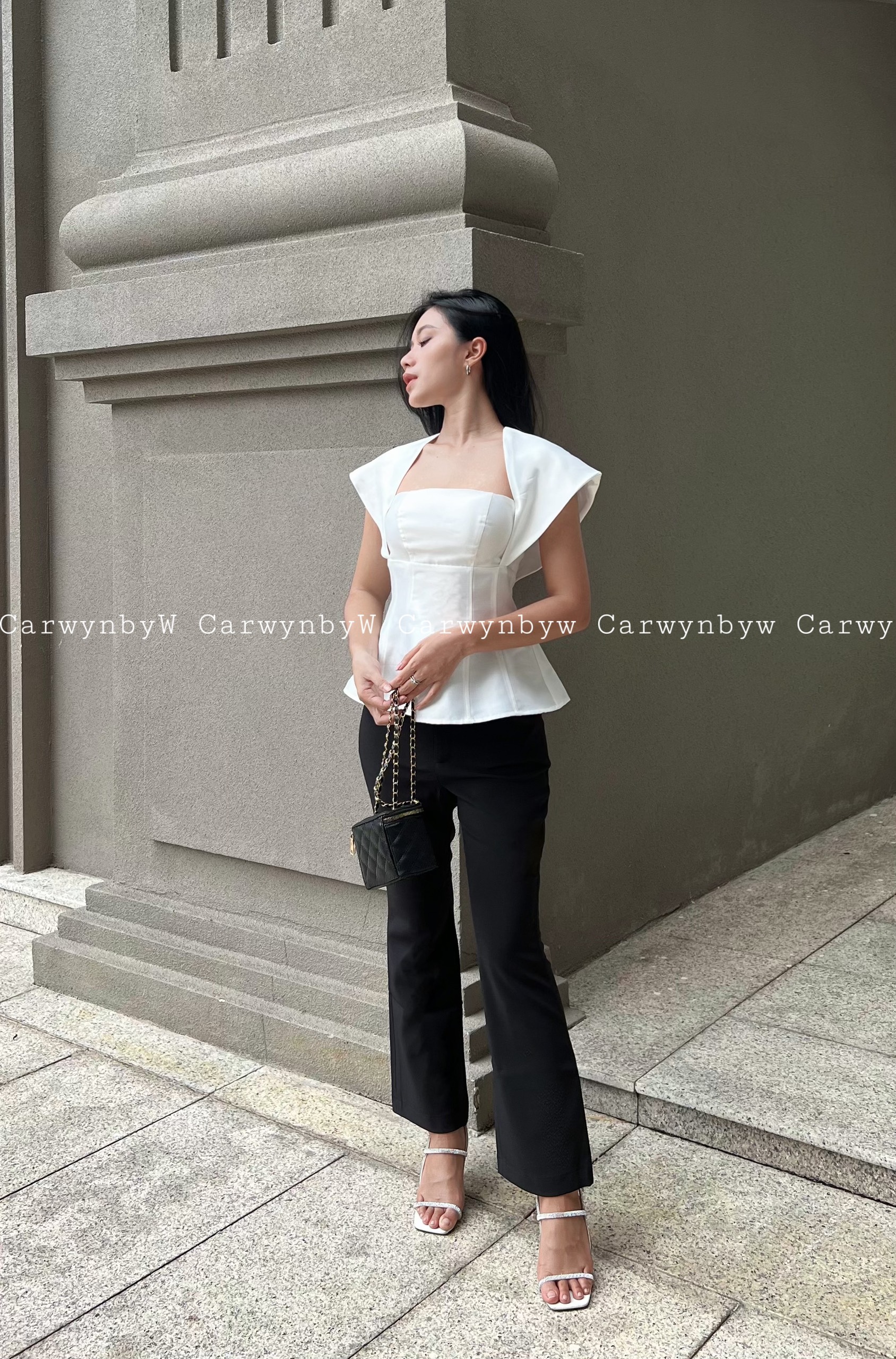 Áo Thiết Kế Peplum Cúp Ngực Tay Kiểu (Poly Top)