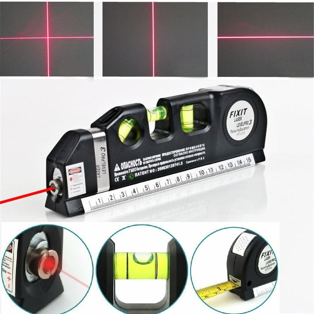Thước đo khoảng cách bằng laser - máy đo khoảng cách laser cầm tay (Đen) HÀNG CHUẨN - Đa chức năng: ni vô nằm, đứng, xiên 45 °, thước rút 2.5m, thước ngắn 15cm, laser đo cân bằng ngang