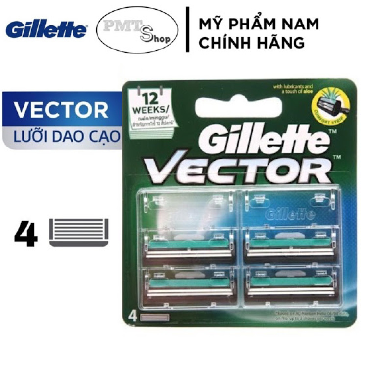 Vỉ Dao cạo râu 2 lưỡi Gillette Vector vỉ 4 cái thay thế