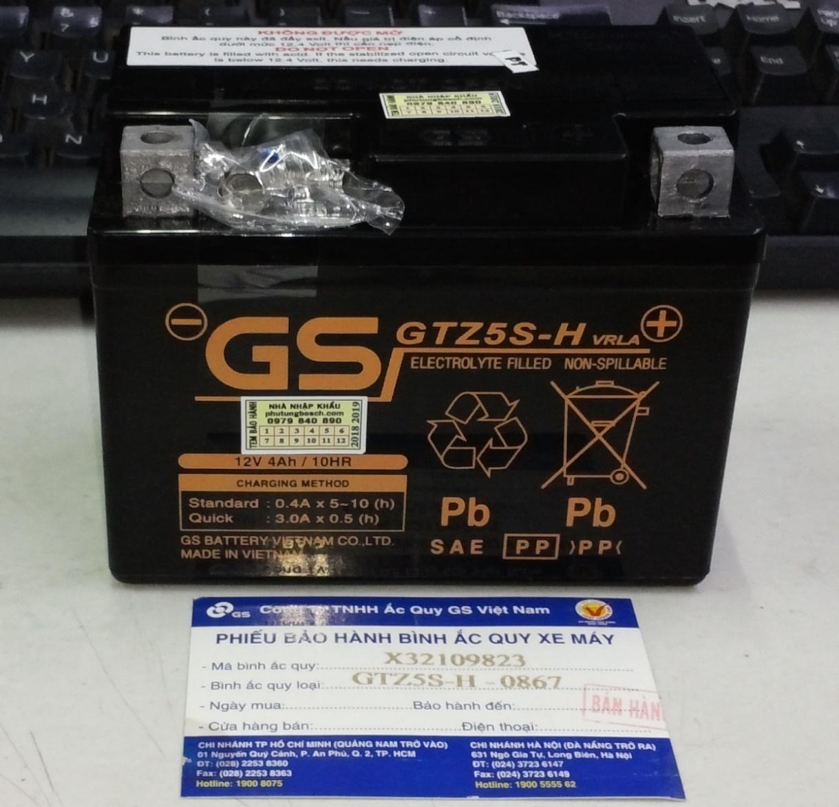 BÌNH ẮC QUY GS GTZ5S-H ( 12V - 4A )