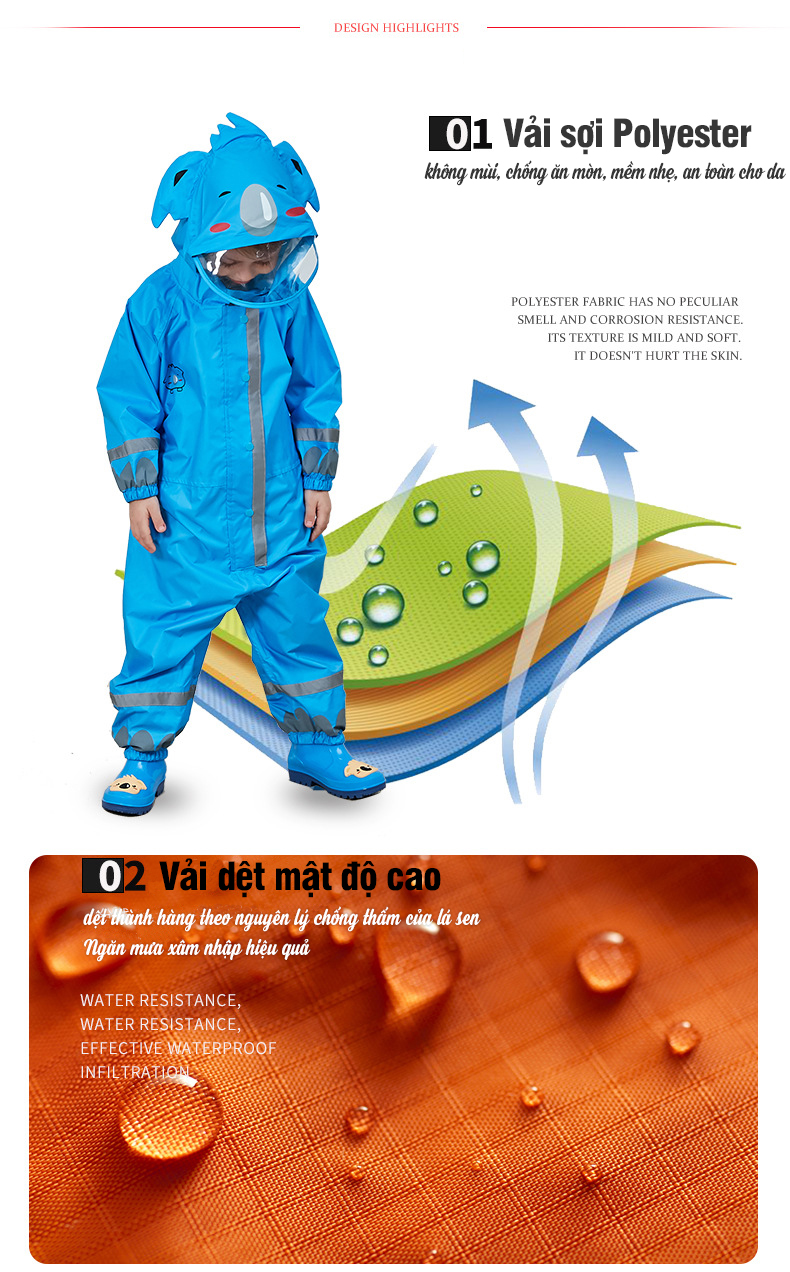 Áo Mưa Body Cao Cấp Cho Bé