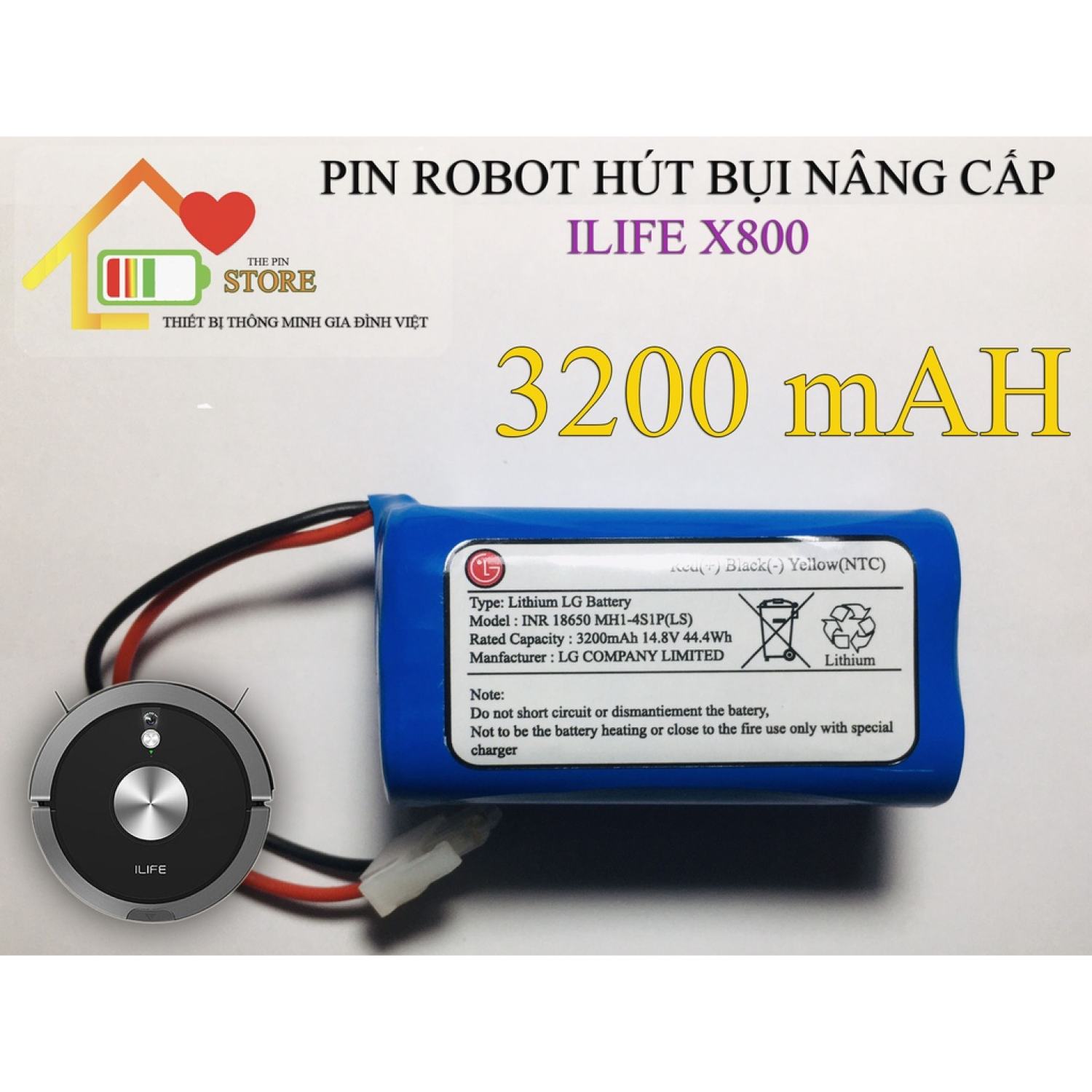 PIN ROBOT HÚT BỤI ILIFE X800 (DUNG LƯỢNG 3200 mAH ) BẢO HÀNH 9 THÁNG