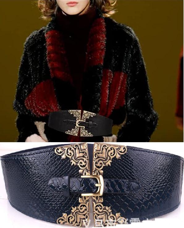 Thắt lưng nữ đẹp crocodile belts màu xanh 10cm