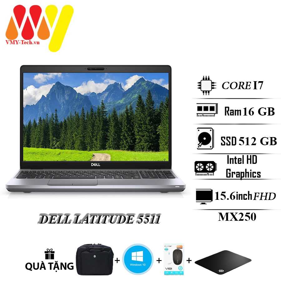 Laptop Dell Latitude 5511 E5511 hàng mỹ date cao Core i7 Ram 16gb