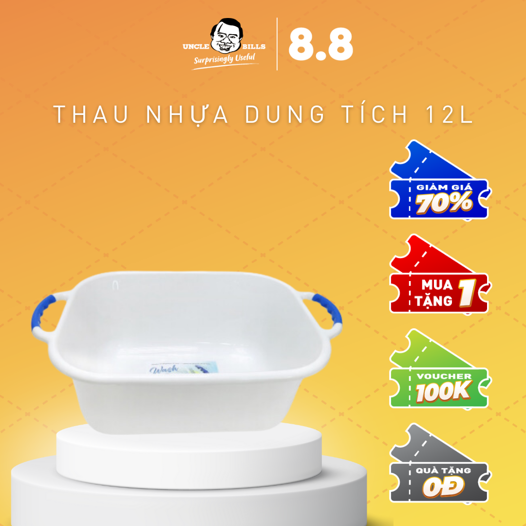Thau nhựa dùng rửa mặt dung tích 12L Uncle Bills BL0814