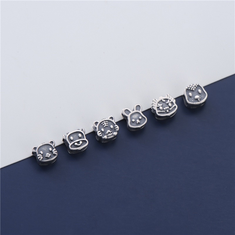 [MẪU MỚI] [S925] Charm bạc 3D xỏ ngang 12 con giáp - MH744