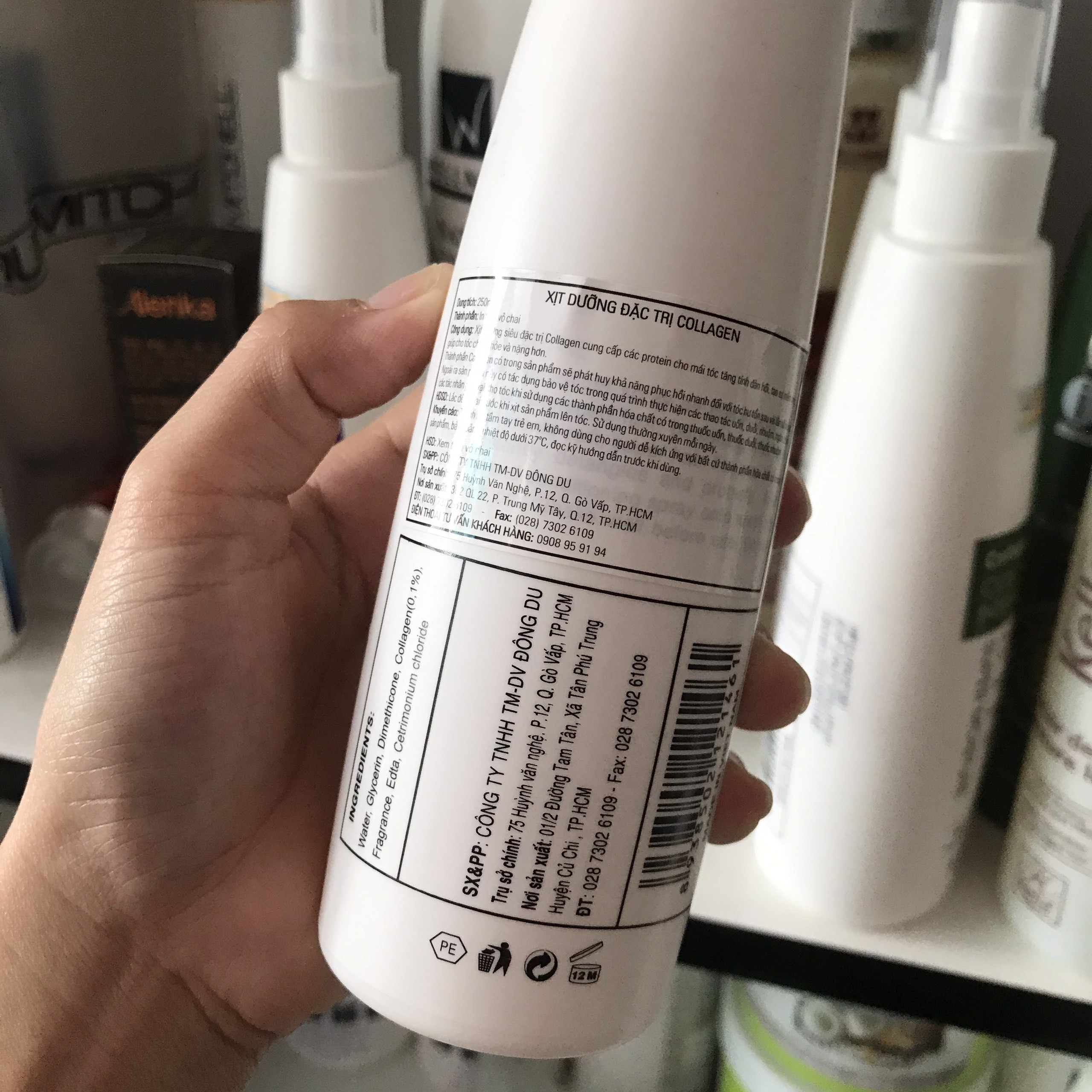 Xịt dưỡng tóc phục hồi tóc hư tổn collagen Kendali 250ml