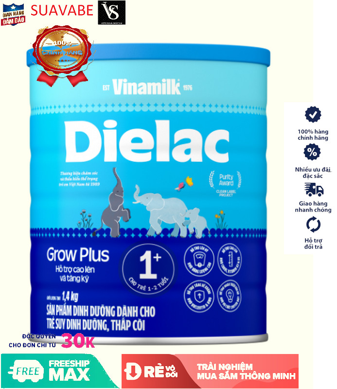 Sữa Bột Dielac Grow Plus 1+ HT 1400g (Sữa Non) (cho trẻ từ 1 - 2 tuổi)