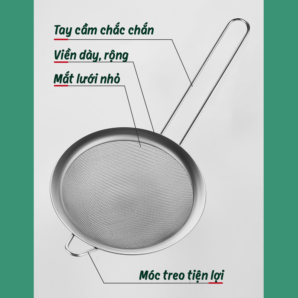 Rây lọc cháo, rây bột inox có tay cầm