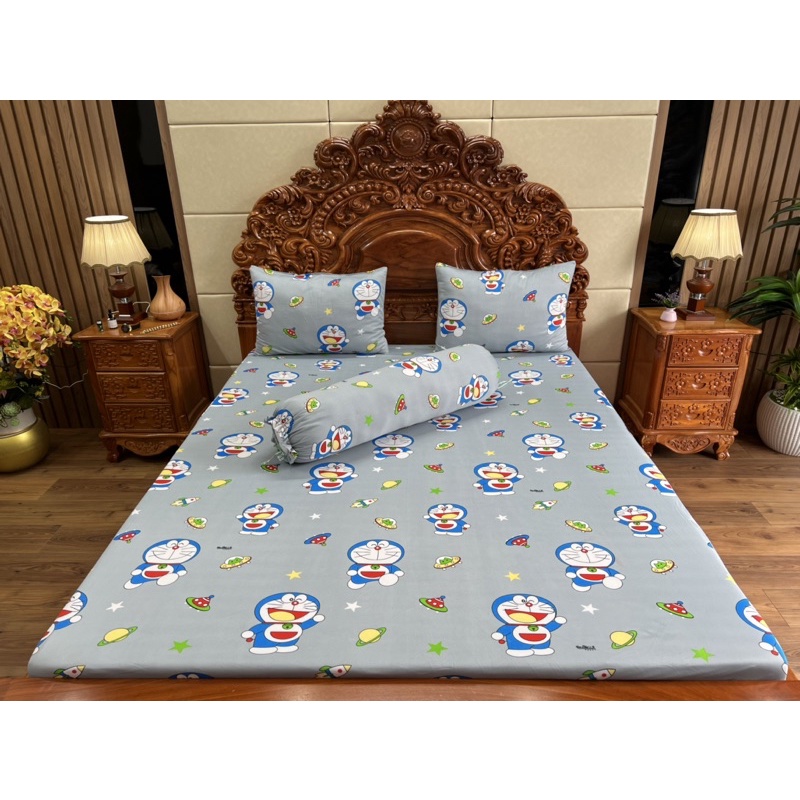 bộ ga gối thun hàn quốc Doremon ( nhận may theo yêu cầu)