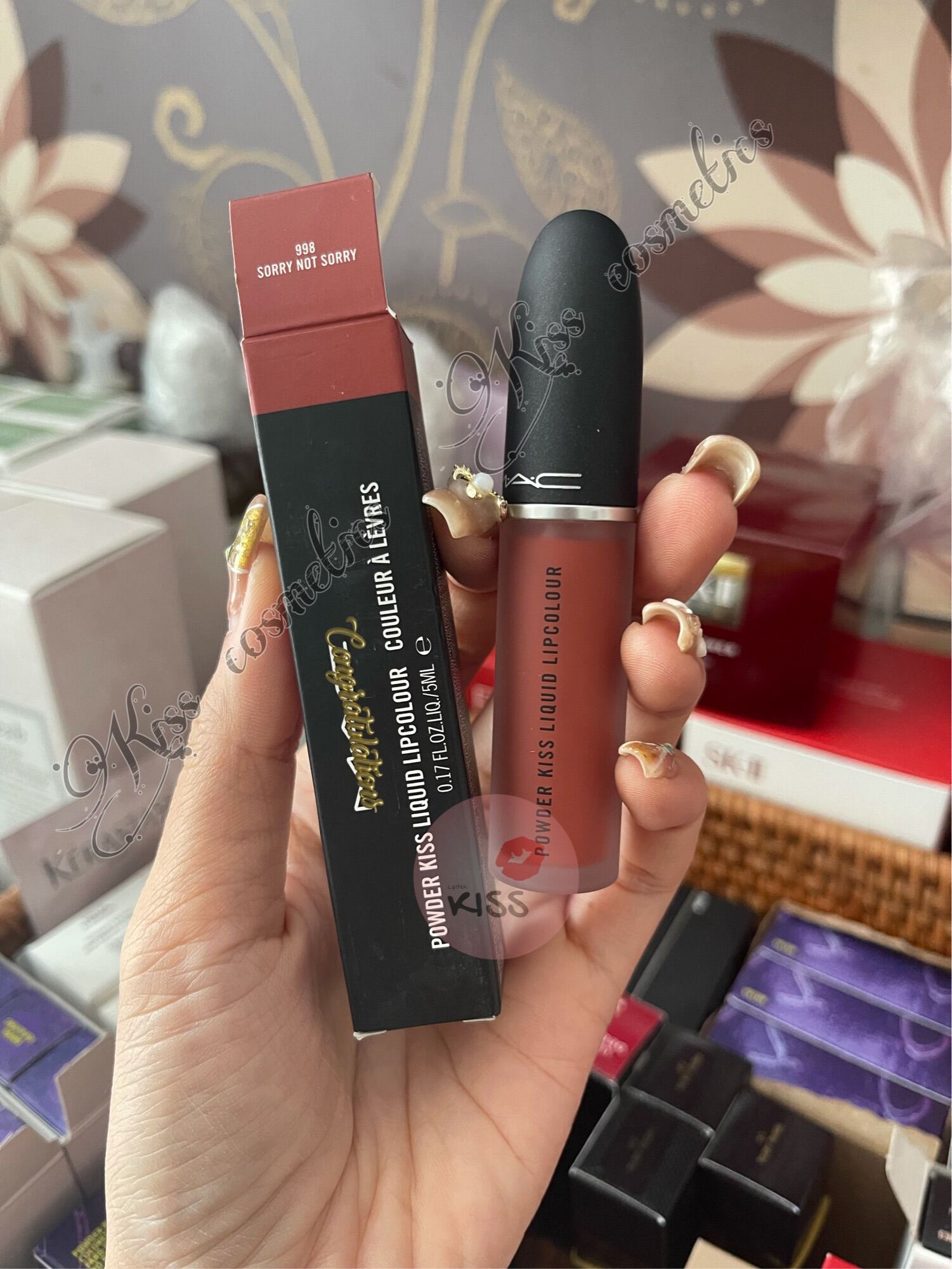 [FreeShip Max] - Son M*ac kem lì powder kiss liquid lip color Sorry not Sorry (Cam Cháy) - Kiss cosmetics