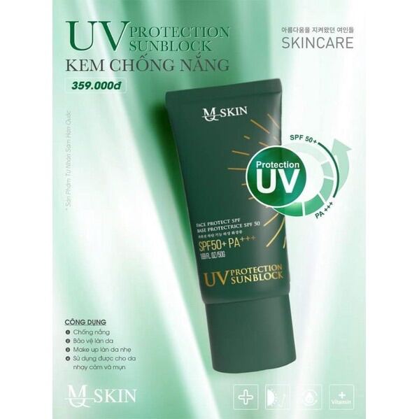 Kem chống nắng mq skin 50ml mẫu mới