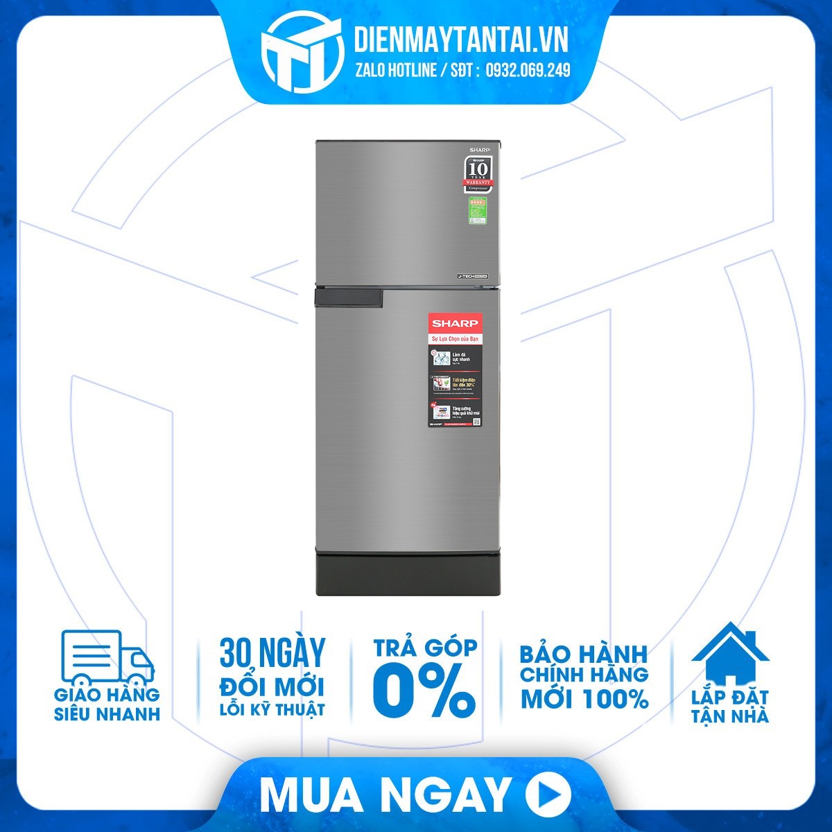 Tủ lạnh Sharp Inverter 150 lít SJ-X176E-SL
