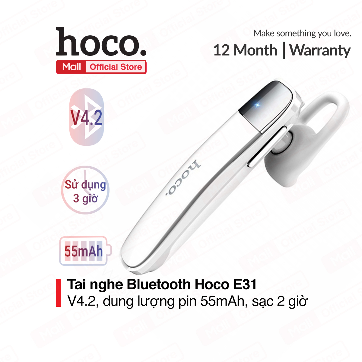 Tai nghe blutooth không dây wireless v4.2 wt hoco e31 - 55mah