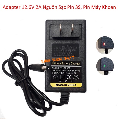 Adapter 12.6v 2a nguồn sạc pin 3s, pin máy khoan