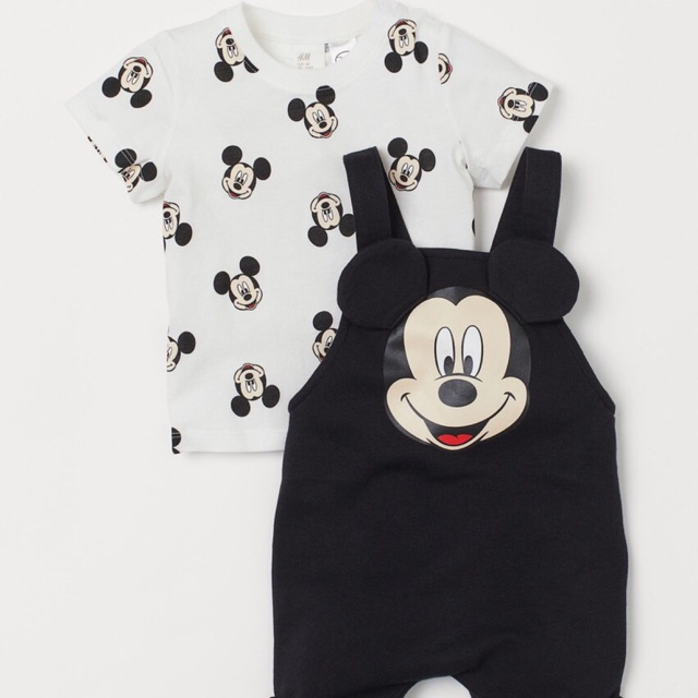 Sét yếm với áo Mickey bé trai size 1 đến 5t