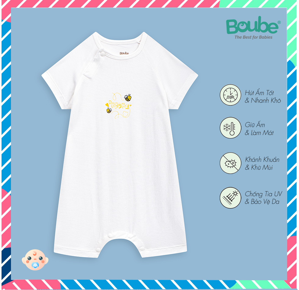 Bộ áo liền quần bodysuit cài chéo, màu đơn sắc BOUBE