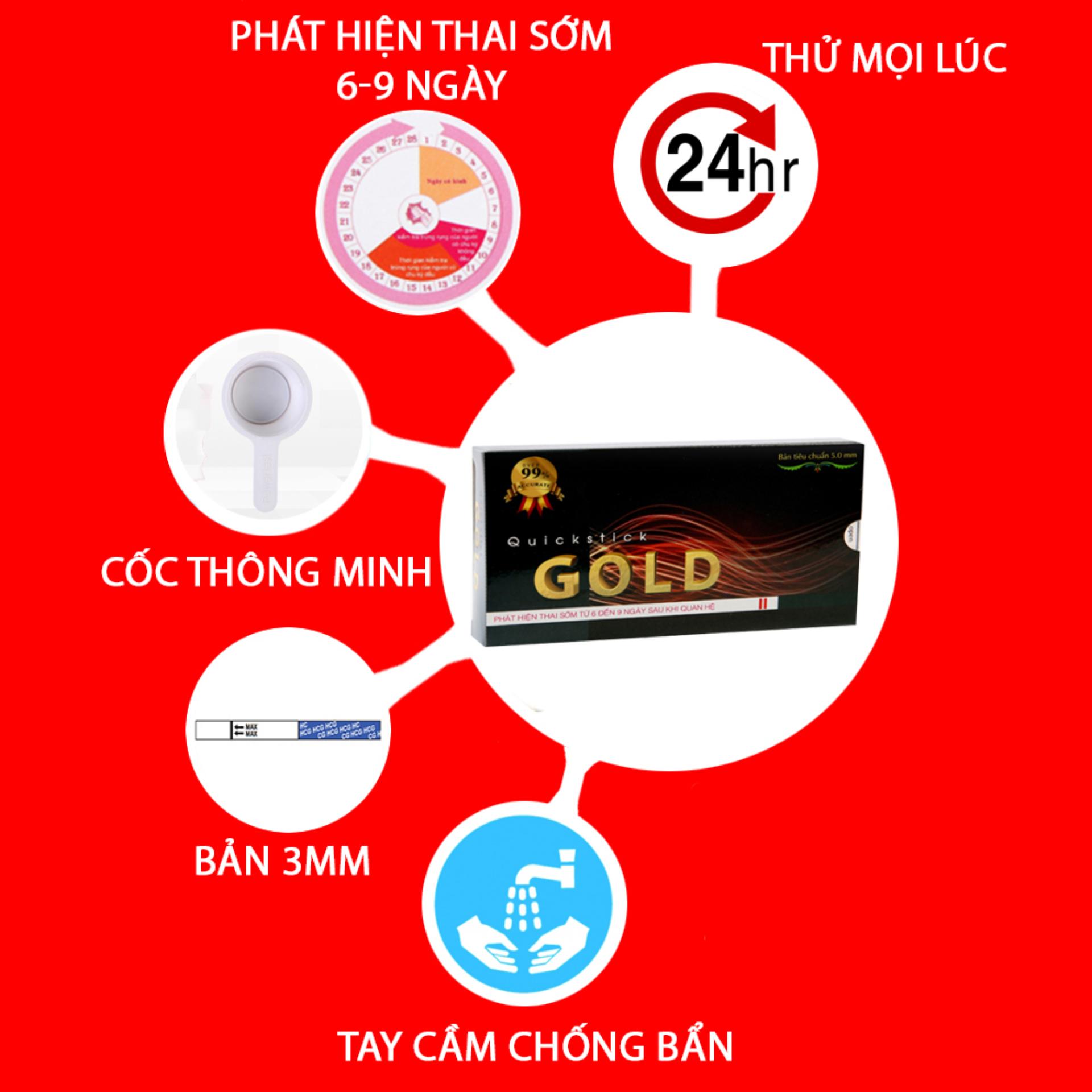 Combo 3 que thử thai Powertest - Bộ 3 que thử thai sớm Quickstick GOLD