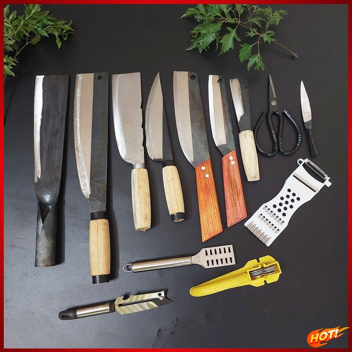 Bộ dao 13 món nhà bếp cán gỗ cán thép