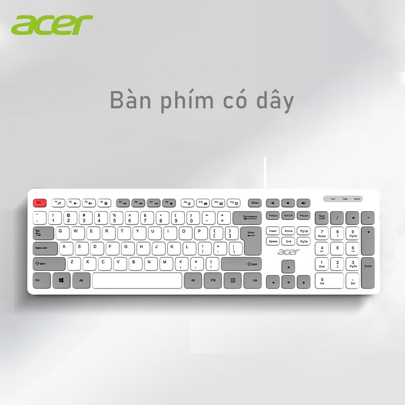 Acer Bộ bàn phím và chuột không dây Bộ chuột bàn phím chơi game văn phòng phím cơ cảm giác nhẹ âm thanh 108 phím cho máy tính xách tay