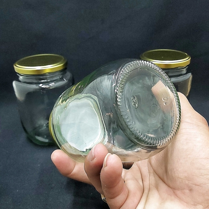Hũ Đựng Gia Vị Thủy Tinh 500ml (combo 3 cái) nắp thiếc vàng – Hũ Thủy Tinh 500ML - Lọ Thủy Tinh 500ML – Hủ Gia Vị