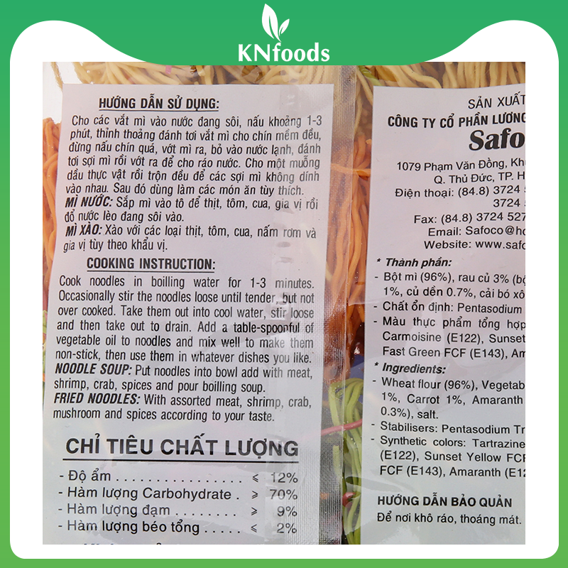 Mì rau củ sợi nhỏ Safoco gói 500g