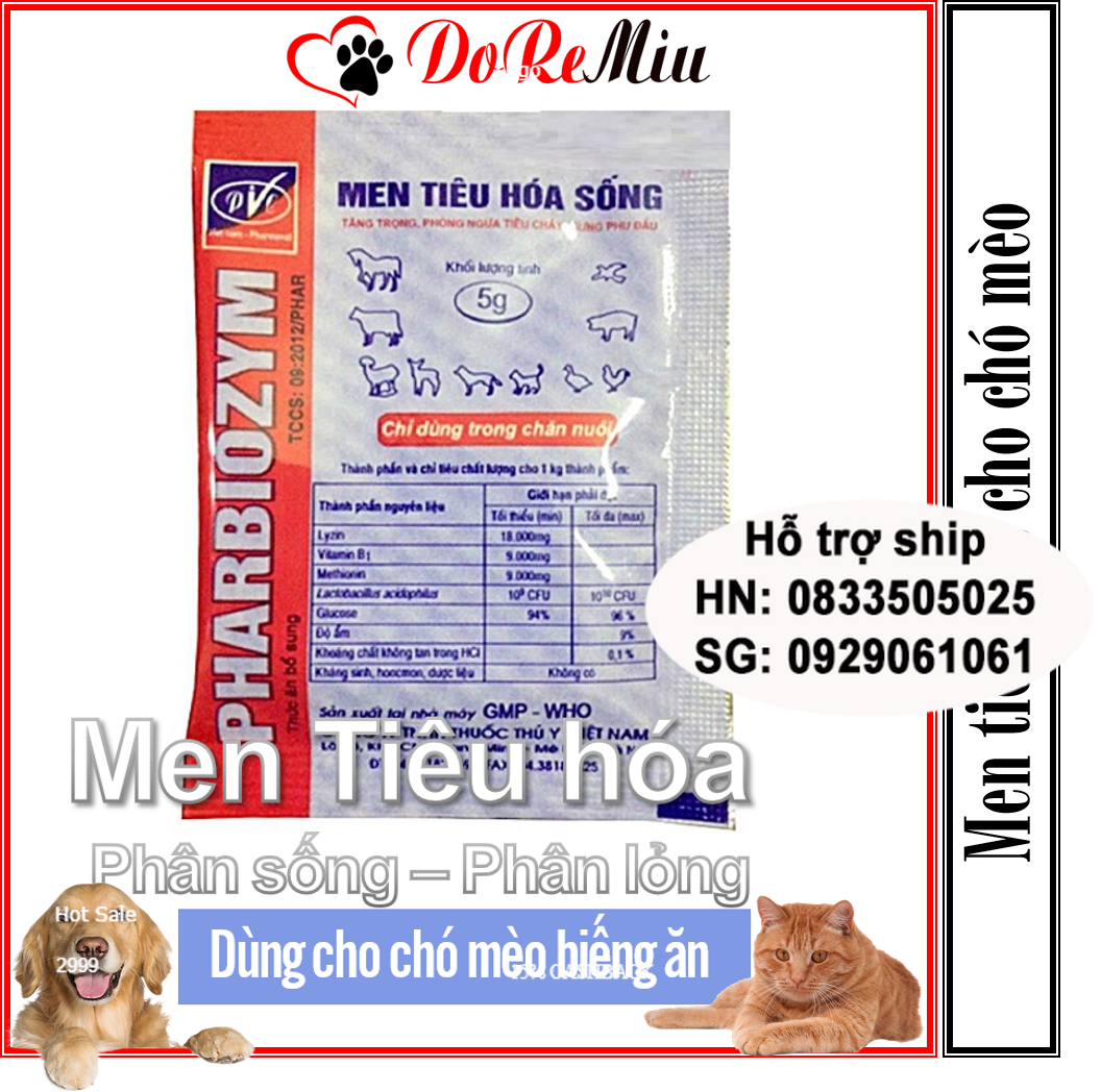 Doremiu - Men tiêu hóa sống cho chó mèo 5gr