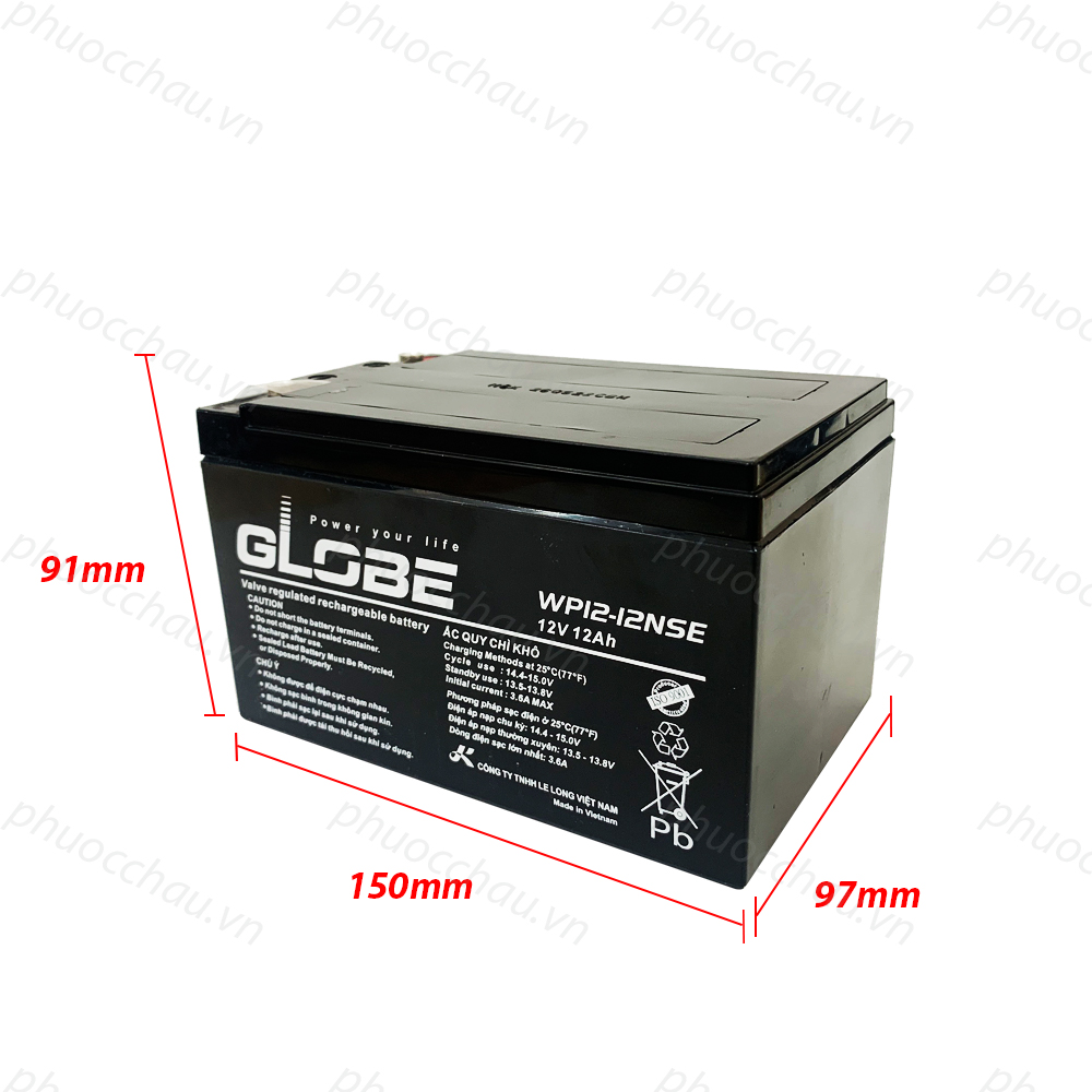 Ắc Quy Lưu Điện GLOBE WP12-12 (12V-12AH)