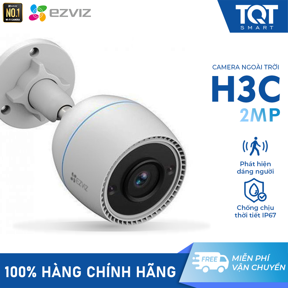 Camera IP/Wifi Ezviz H3C 2MP - Tầm quan sát đêm, Hồng Ngoại Lên Tới 30M- Chuẩn Chống Nước ip67- Hỗ trợ mic thu âm, thuật toán khử tạp âm - Phù Hợp Lắp Đặt Ngoài Trời -TQT
