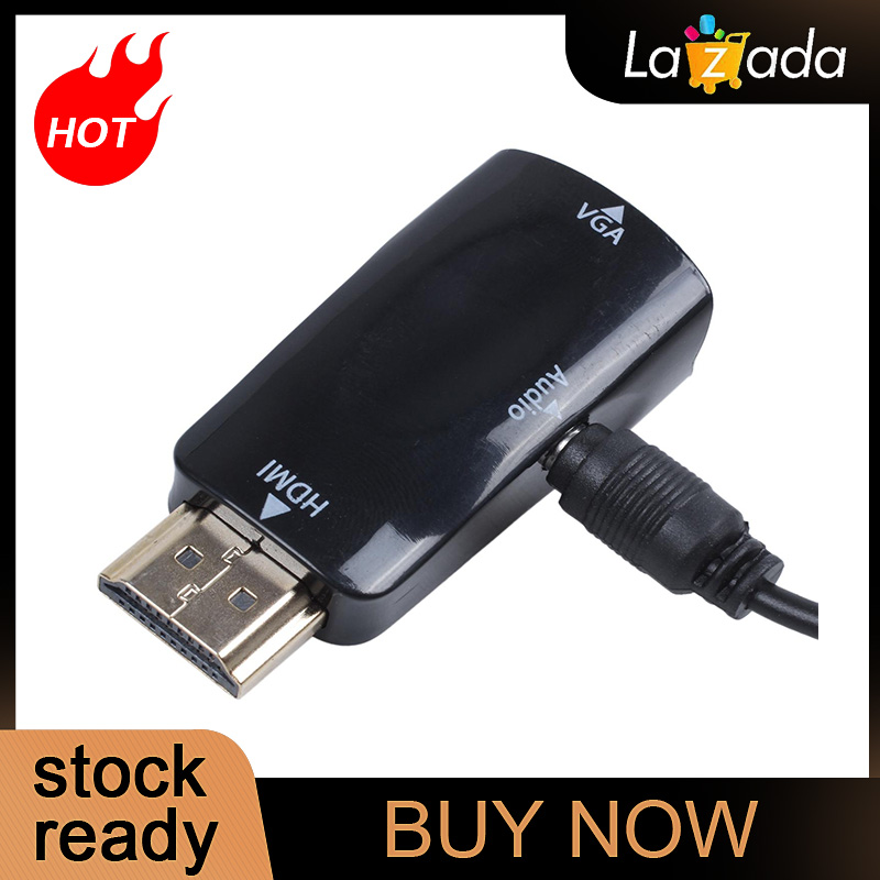 Bộ Chuyển Đổi HDMI Sang VGA Mạ Vàng Với Đầu Nối Cáp Âm Thanh 3.5Mm Cho PC Máy Tính Xách Tay DVD Máy Tính Để Bàn Hộp TV Hoặc Các Thiết Bị Đầu Vào HDMI Khác-Đen