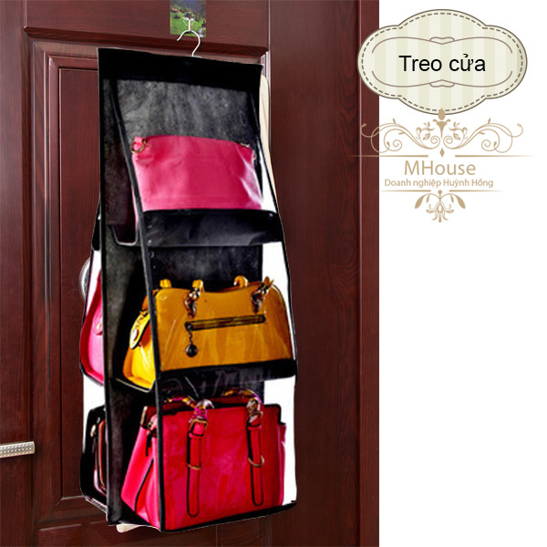 Bags Detachable 6 Compartment Organizer Pouch Hanging Handbag Organizer Clear Purse Bag Collection Storage Bag Holder Wardrobe Closet (Random Colors)