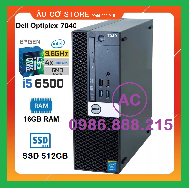 Máy tính doanh nhân, máy tính đồng bộ dell 🎁âu cơ store🎁 case pc - đồng bộ dell - dell optiplex 7040 cpu core i5 6th/ 16 gb/ ssd 256 gb - bảo hành 12t