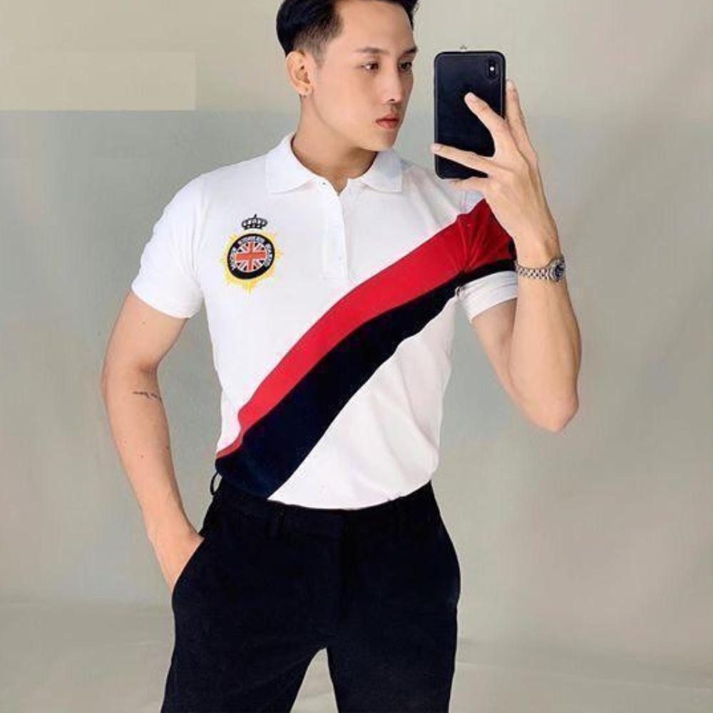 [HCM]ÁO THUN NAM CÓ CỔ SỌC XÉO SIÊU ĐẸP