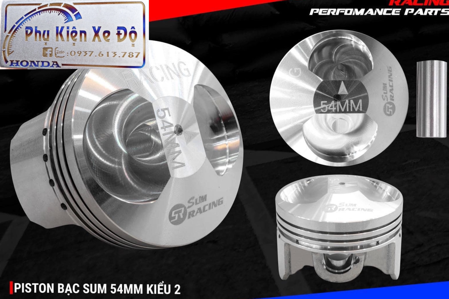 piston bạc 54mm kiểu 2 siêu khủng nhẹ như piston nén