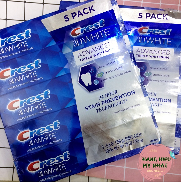Kem đánh răng Crest 3D White Advanced Whitening 147g