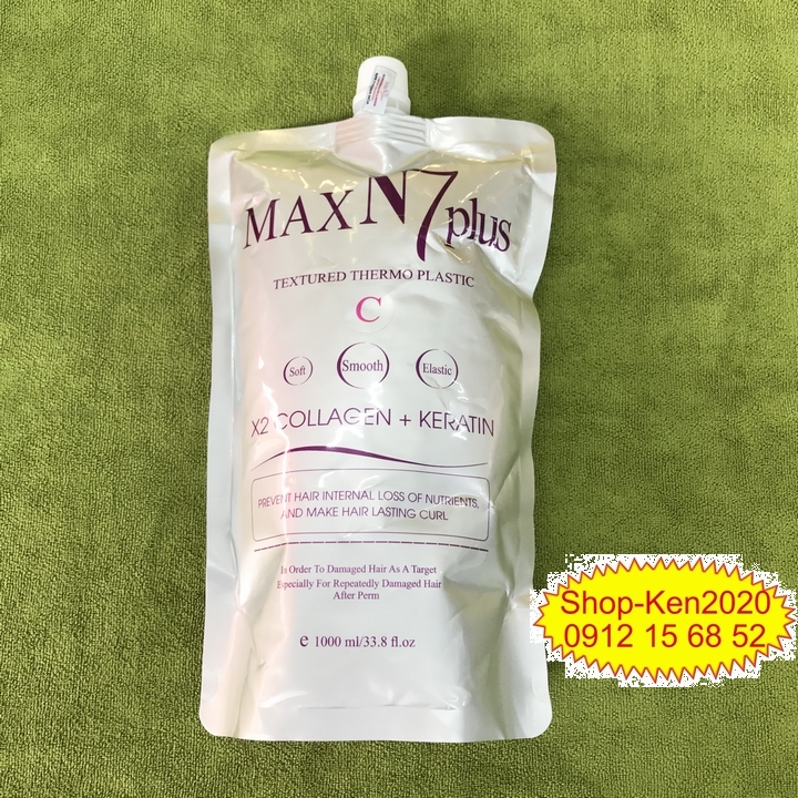 [Túi lẻ] Uốn duỗi ép dập tóc Max N7 Plus Collagen Keratin 1000ml (A-B-C)