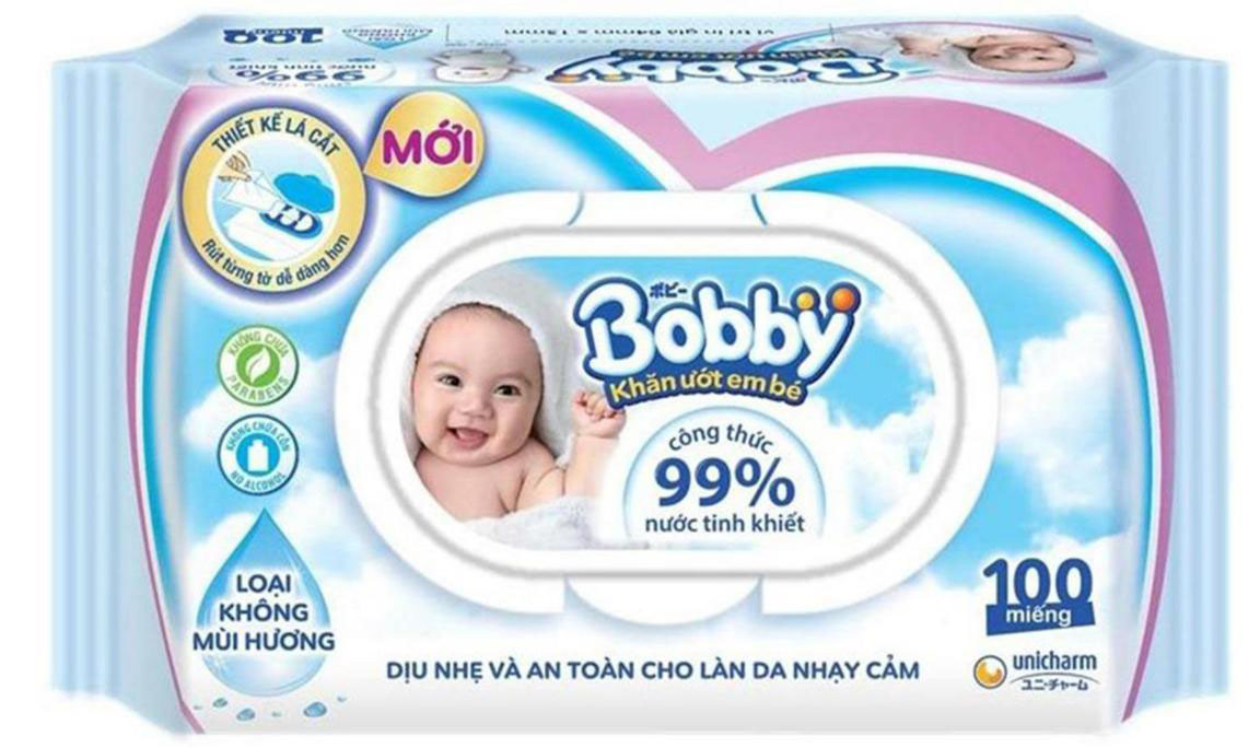 [HCM]CB 3 gói KHĂN ƯỚT BOBBY KHÔNG MÙI 100 Miếng