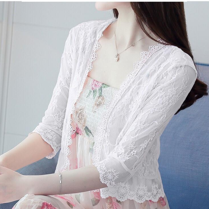 Áo khoác ren co giãn nhẹ tay lửng