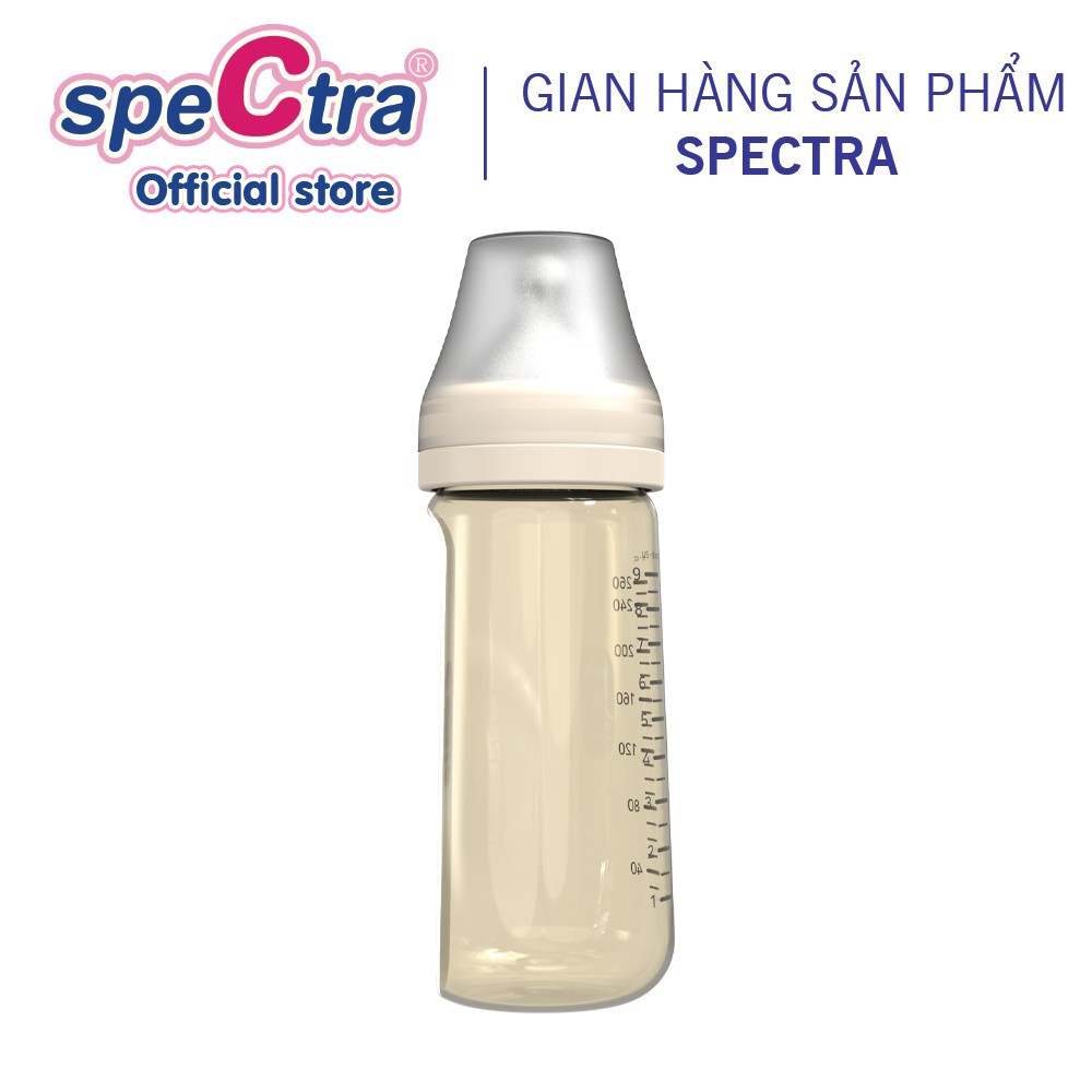 Bình Sữa Cổ Rộng PPSU Spectra - 260ml, Lỗ Khí Kép Chống Đầy Hơi, Hàng Chính Hãng (Size M/ L/ XL)