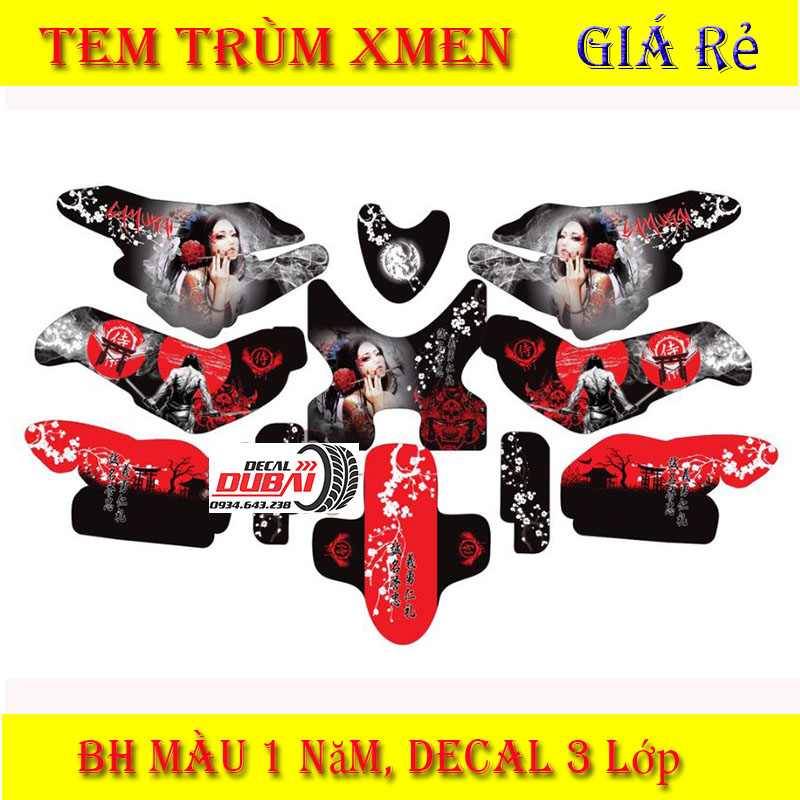 Tem Trùm Xe Điện Xmen Samurai Đỏ Đen