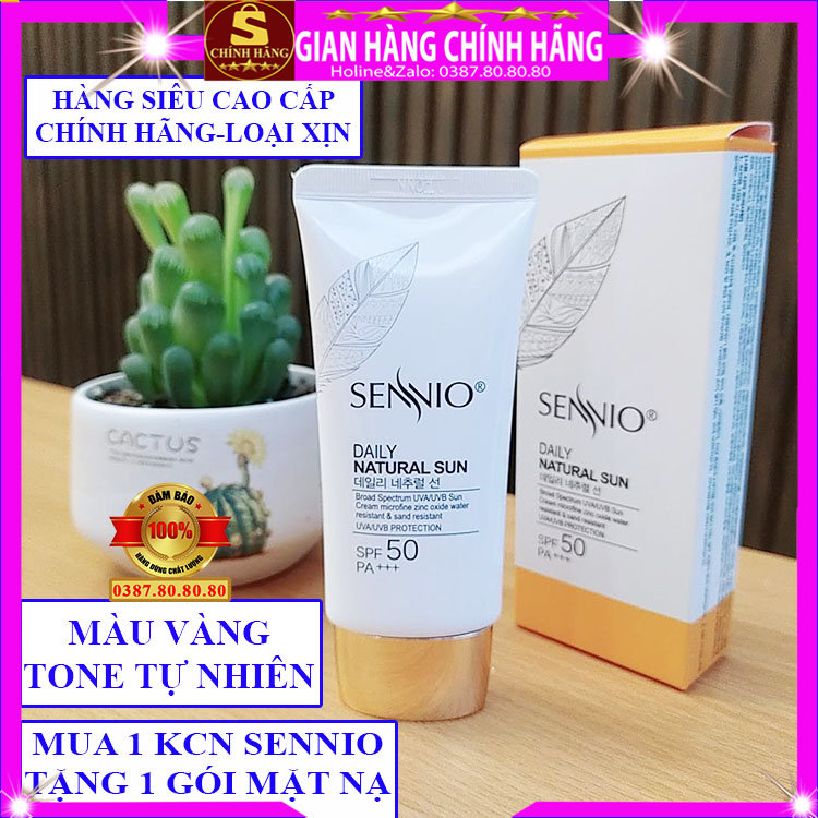 Kem chống nắng cho da dầu da mụn da nhạy cảm loại xịn hàn quốc chính hãng Sennio kem chống nắng kiềm dầu nâng tone dưỡng trắng da kcn vật lý cho da nhờn dầu mụn hỗn hợp thiên dầu da khô dành cho nam nữ tốt - Shopping vip