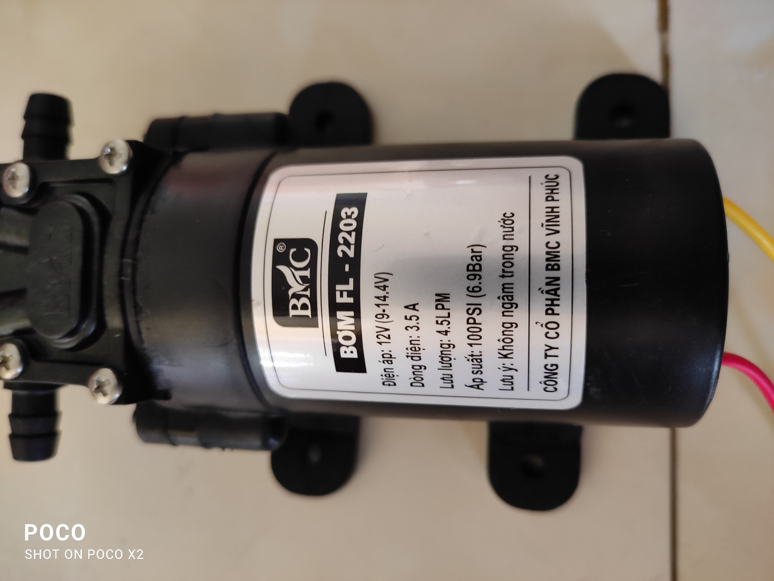 Máy bơm tăng áp mini 12V BMC, máy bơm mini 12V/42W