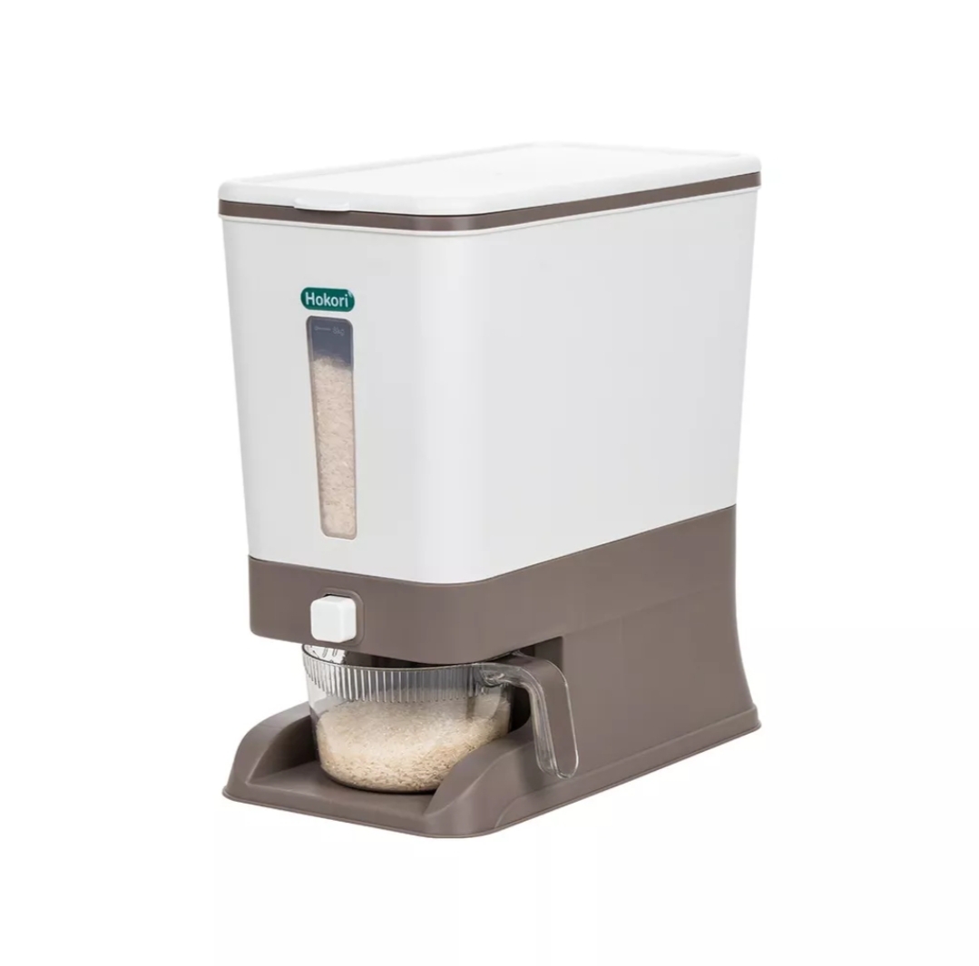 Thùng đựng gạo Thông minh Hokori Việt Nhật. Hàng cao cấp. Dung tích 10L. Kích thước C37 x R19 x S35cm, Có nút bấm, cốc đong gạo.