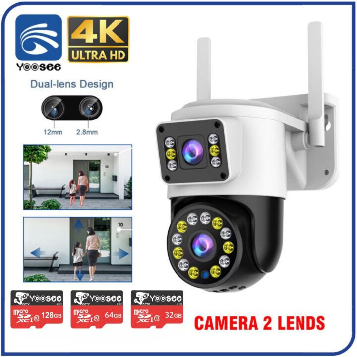 Camera 2 mắt ngoài trời đàm thoại 2 chiều như điện thoại soi ban đêm có màu - Cam có 1 mắt cố đinh và 1 mắt xoay 360 độ - Cam có cảnh báo chống trộm và theo dõi theo chuyển động